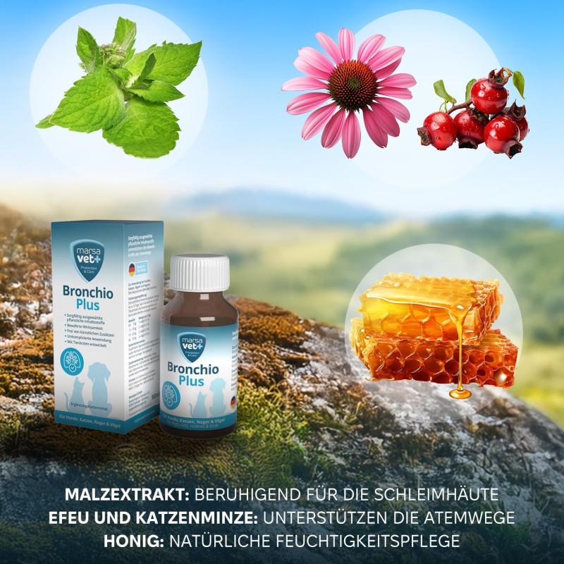 Marsavet Bronchio Plus Druppels – Ondersteuning voor Luchtwegen – met kat