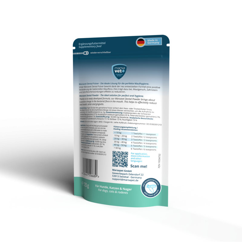 Marsavet Dental poudre dentaire – Soin dentaire naturel 125 g – back view