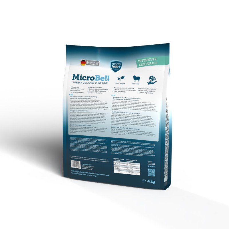 Marsavet MicroBell – Alimentation Végane pour Chiens 4 kg – back view