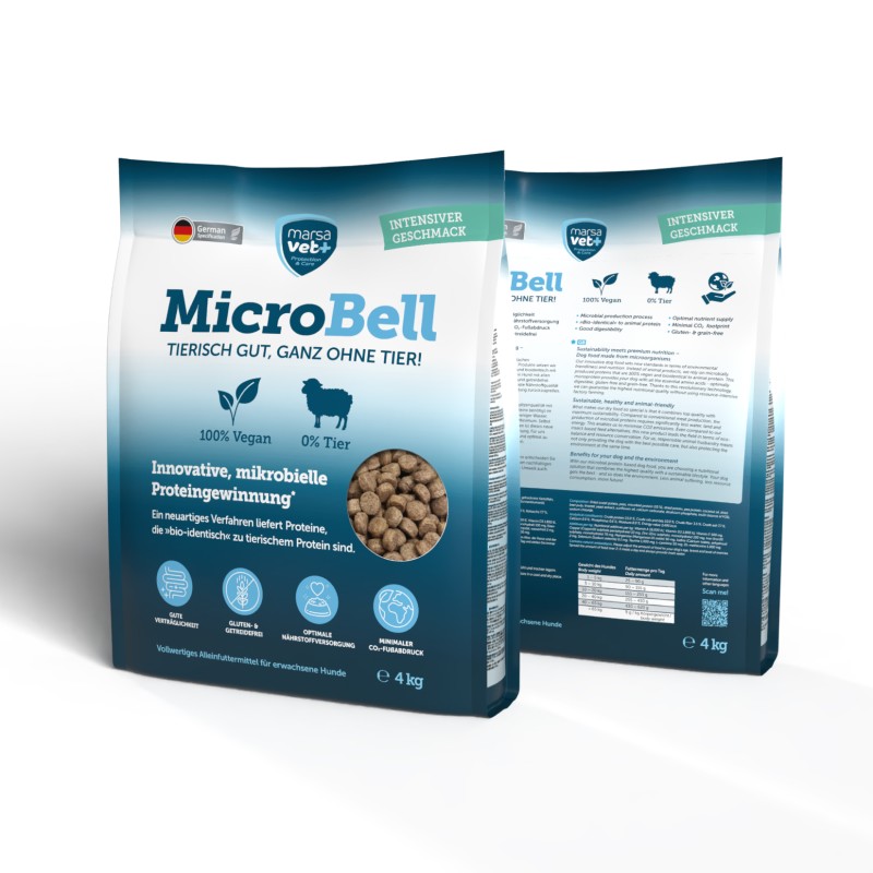Marsavet MicroBell – Alimentation Végane pour Chiens 4 kg – packaging