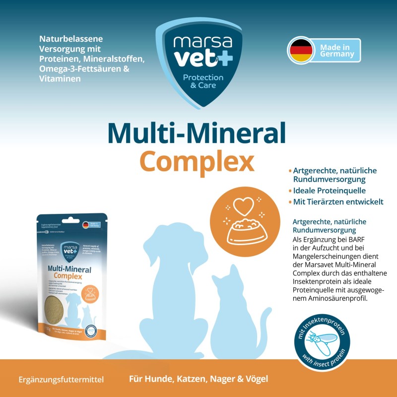 Marsavet Multi-Mineral en poudre – Chiens, Chats 125 g – label