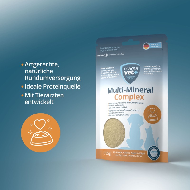 Marsavet Multi-Mineral en poudre – Chiens, Chats 125 g – label detail