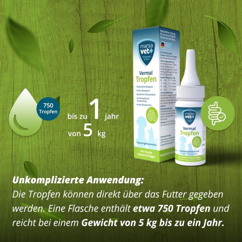 Marsavet Vermal Druppels – Na Wormbesmetting 50 ml – in use