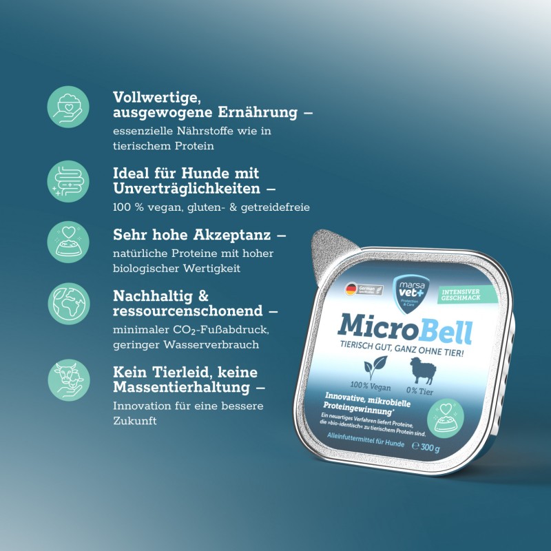 MicroBell Natvoer 300 g – label detail