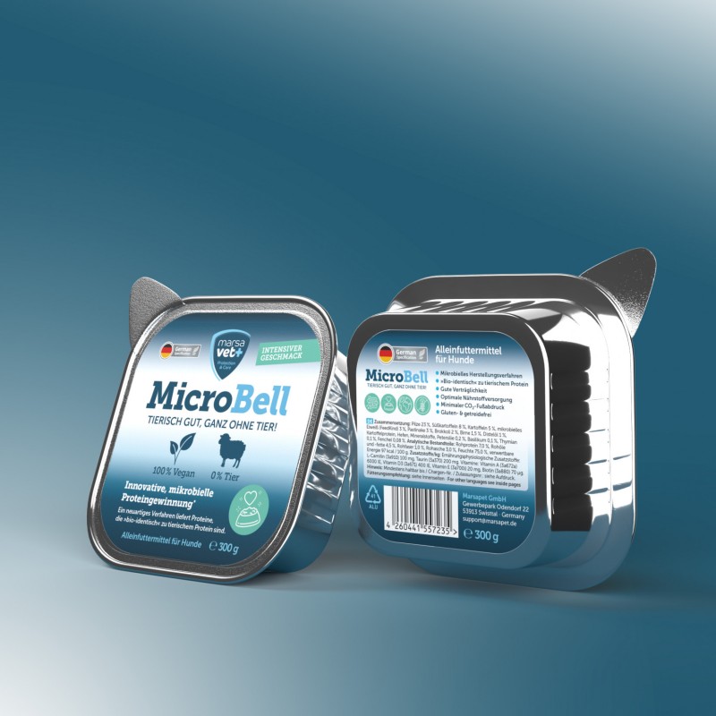Marsavet Nourriture humide végétalienne pour chiens MicroBell avec protéine microbienne – 9 * 300 g – pâté