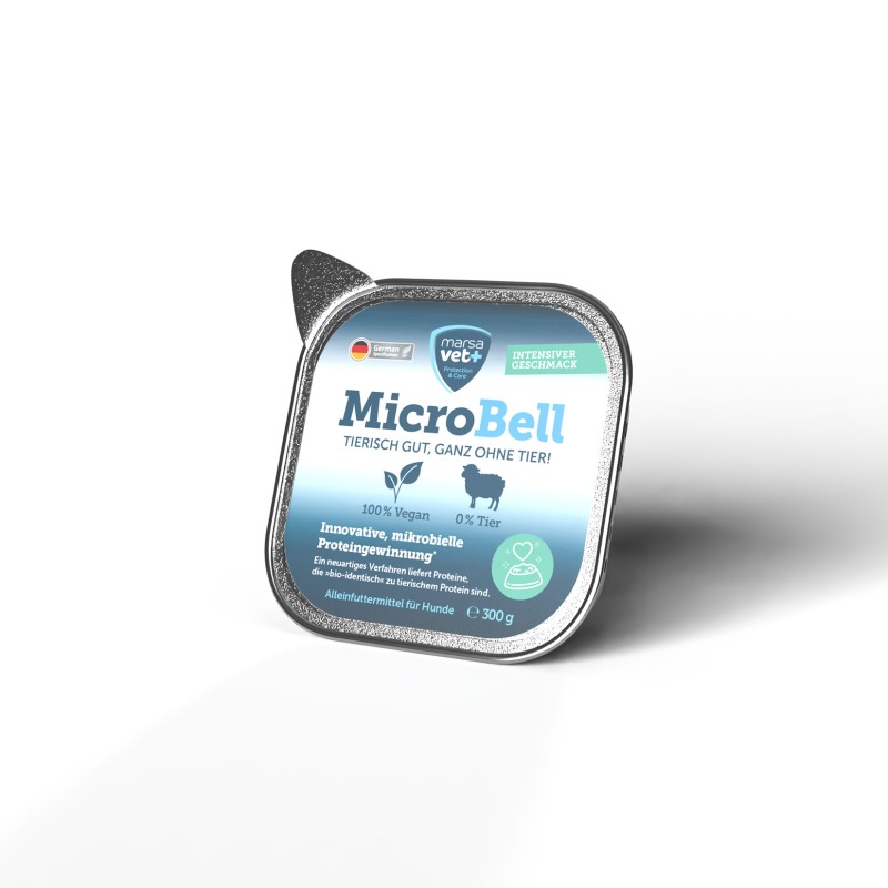 Marsavet Nourriture humide végétalienne pour chiens MicroBell avec protéine microbienne – 9 * 300 g – front view