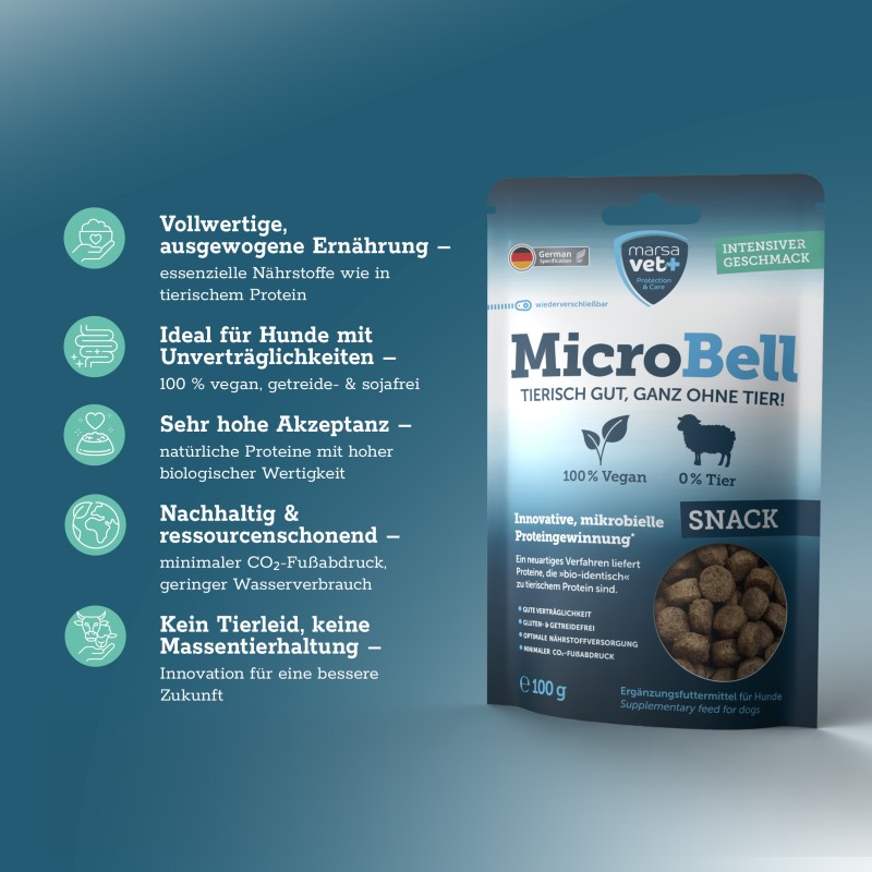 MicroBell Snack 100g – label detail